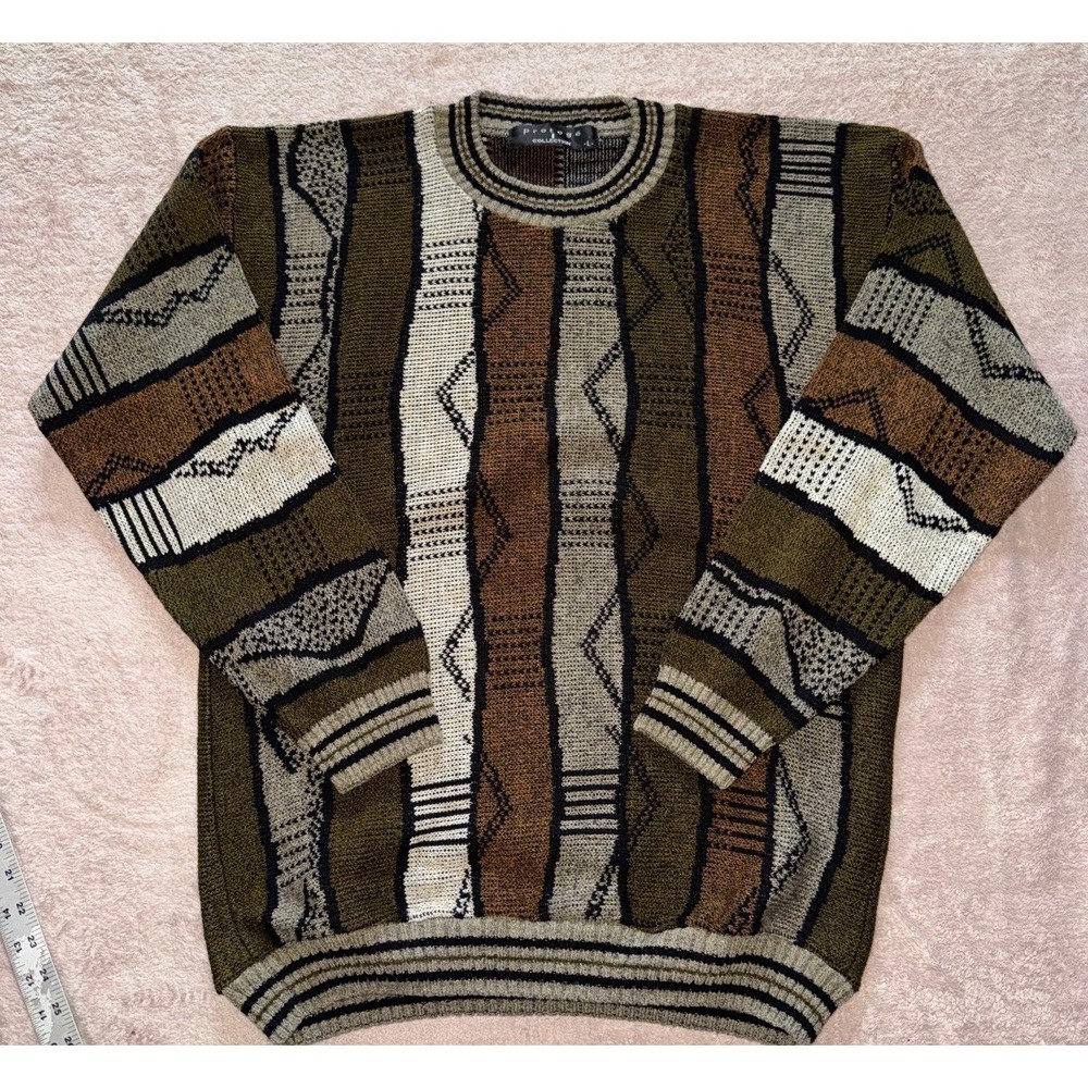 Vintage Protege Collection‎ Sweater Coogi-Style 3D Textured Biggie Size L